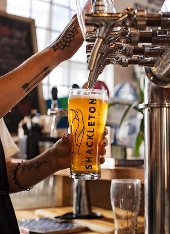 Shackleton beer glass being filled up with beer at Pub